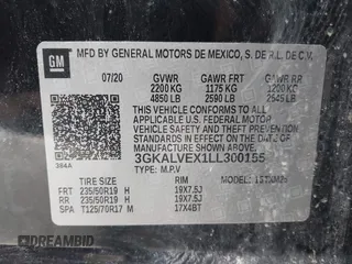 2020 GMC Terrain SLT with VIN 3GKALVEX1LL300155, listed as a IAAI auction lot 41886503 with 121,771 mi miles. Bid and sale history available at carsss.com. Image 9.