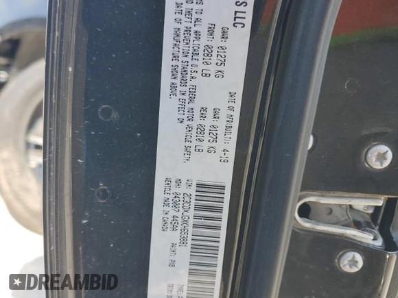 2019 Dodge Charger SXT with VIN 2C3CDXJGXKH653881, listed as a Copart auction lot 54692945 with Not Provided miles and Salvage Title. Bid and sale history available at DreamBid. Image 12.