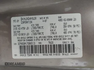 2007 Dodge 2500 SLT with VIN 3D7KR28A17G803113, listed as a IAAI auction lot 41693415 with 219,947 mi miles and . Bid and sale history available at carsss.com. Image 9.