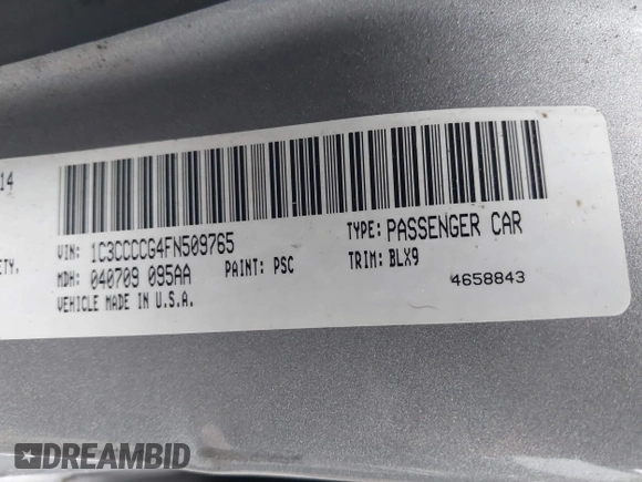 2015 Chrysler 200 C with VIN 1C3CCCCG4FN509765, listed as a IAAI auction lot 41080368 with 86,378 mi miles and . Bid and sale history available at carsss.com. Image 9.