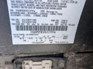 2015 Ford Taurus Limited with VIN 1FAHP2F85FG177916, listed as a Copart auction lot 49004365 with 129,486 mi miles and Salvage Title. Bid and sale history available at DreamBid. Image 12.