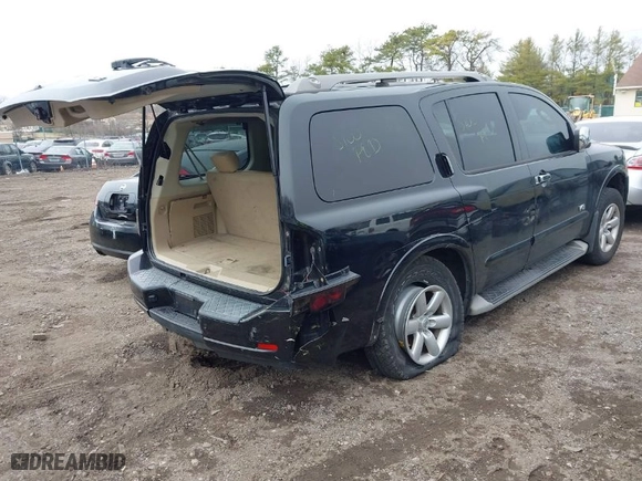 2008 Nissan Armada SE with VIN 5N1AA08C08N617571, listed as a IAAI auction lot 41766604 with 999,999 mi miles. Bid and sale history available at carsss.com. Image 4.