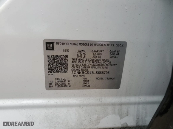 2020 Chevrolet Blazer LT with VIN 3GNKBCR47LS668795, listed as a Copart auction lot 42563975 with 86,706 mi miles and Salvage Title. Bid and sale history available at carsss.com. Image 14.
