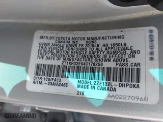 2004 Toyota Matrix Std with VIN 2T1KR32E64C178256, listed as a IAAI auction lot 41857960 with 151,972 mi miles. Bid and sale history available at carsss.com. Image 9.