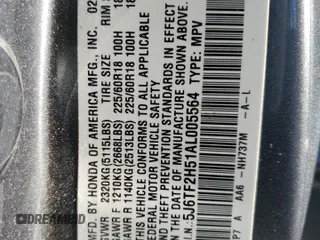 2010 Honda Accord Crosstour EX-L with VIN 5J6TF2H51AL005564, listed as a Copart auction lot 86870224 with 193,570 mi miles and Salvage Title. Bid and sale history available at carsss.com. Image 14.