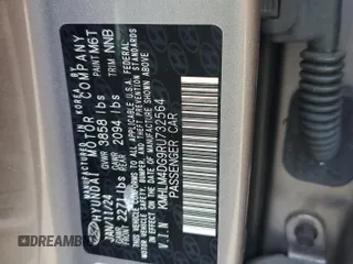 2024 Hyundai Elantra SEL with VIN KMHLM4DG9RU732564, listed as a Copart auction lot 56795735 with 6,999 mi miles and Salvage title. Bid and sale history available at DreamBid. Image 12.