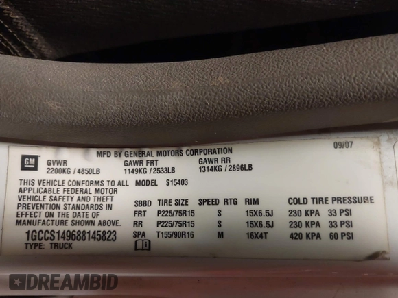 2008 Chevrolet Colorado LS with VIN 1GCCS149688145823, listed as a IAAI auction lot 41387420 with 204,350 mi miles and . Bid and sale history available at DreamBid. Image 9.