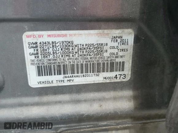 2011 Mitsubishi Outlander SE z VIN JA4AR4AU1BZ011732, wystawiony jako Copart lot #60986055 z przebiegiem Nie podano mil oraz Czysty tytuł • Clean title. Historia ofert i sprzedaży dostępna na DreamBid. Obrazek 14.
