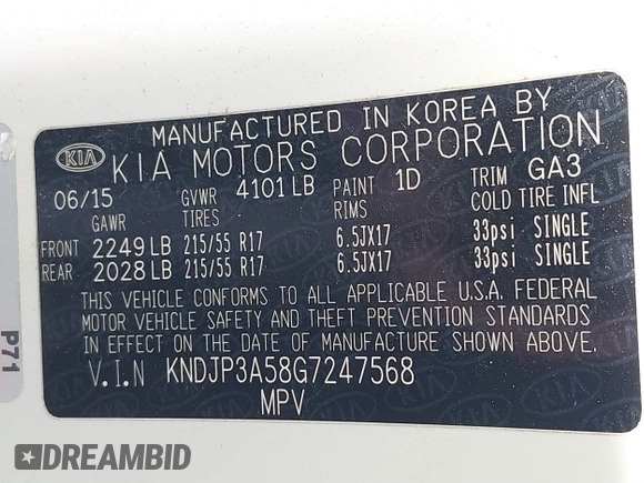 2016 Kia Soul + with VIN KNDJP3A58G7247568, listed as a IAAI auction lot 41868065 with 63,912 mi miles and . Bid and sale history available at DreamBid. Image 9.
