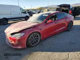2021 Tesla Model S Plaid with VIN 5YJSA1E65MF435922, listed as a Copart auction lot 77417854 with Not provided miles and Salvage title. Bid and sale history available at DreamBid. Image 1.