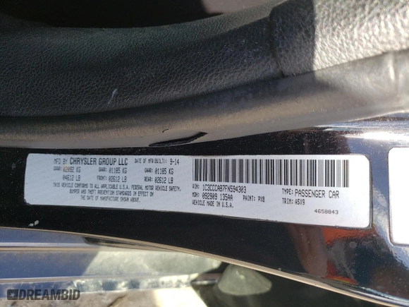 2015 Chrysler 200 Limited with VIN 1C3CCCAB7FN594303, listed as a Copart auction lot 49670515 with 228,422 mi miles and Salvage Title. Bid and sale history available at carsss.com. Image 12.