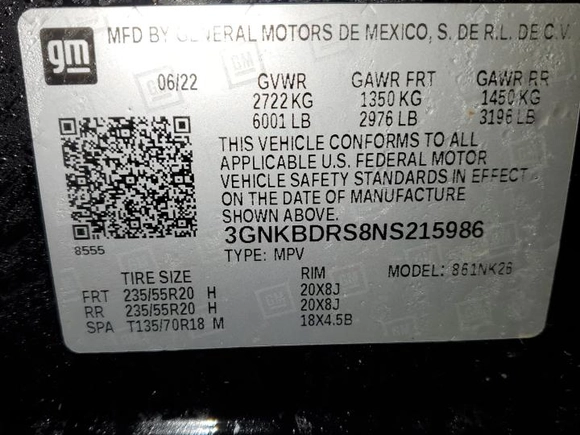2022 Chevrolet Blazer LT with VIN 3GNKBDRS8NS215986, listed as a Copart auction lot 42054755 with 67,988 mi miles and Salvage Title. Bid and sale history available at carsss.com. Image 13.