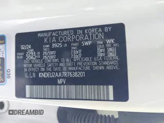 2024 Kia Seltos S z VIN KNDEU2AA7R7638201, wystawiony jako IAAI lot #41022692 z przebiegiem 5 503 mil mil oraz . Historia ofert i sprzedaży dostępna na DreamBid. Obrazek 9.