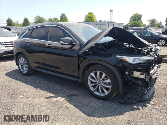 2021 Infiniti QX50 Luxe with VIN 3PCAJ5BB7MF108944, listed as a Copart auction lot 58955275 with 100,215 mi miles and Salvage title. Bid and sale history available at DreamBid. Image 4.