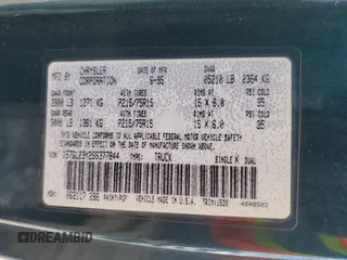 1995 Dodge Dakota z VIN 1B7GL23Y2SS377844, wystawiony jako Copart lot #53069825 z przebiegiem 168 777 mil mil oraz Szkody całkowita. Historia ofert i sprzedaży dostępna na DreamBid. Obrazek 12.
