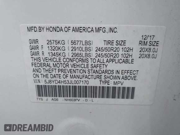 2018 Acura MDX Technology z VIN 5J8YD4H53JL007170, wystawiony jako IAAI lot #42414257 z przebiegiem 41 989 mil mil oraz . Historia ofert i sprzedaży dostępna na DreamBid. Obrazek 9.