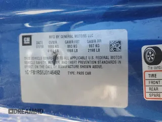 2018 Chevrolet Camaro 1LT with VIN 1G1FB1RS6J0146492, listed as a Copart auction lot 46284163 with 48,415 mi miles. Bid and sale history available at carsss.com. Image 12.