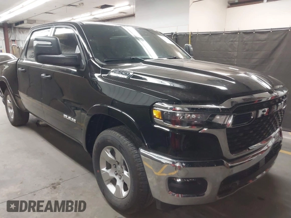 2025 Ram 1500 Big Horn with VIN 1C6SRFFPXSN551670, listed as a IAAI auction lot 42105142 with 10,855 mi miles and . Bid and sale history available at DreamBid. Image 1.