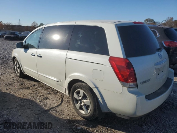 2007 Nissan Quest SE with VIN 5N1BV28U27N143294, listed as a Copart auction lot 82785134 with 216,154 mi miles and Salvage Title. Bid and sale history available at carsss.com. Image 2.