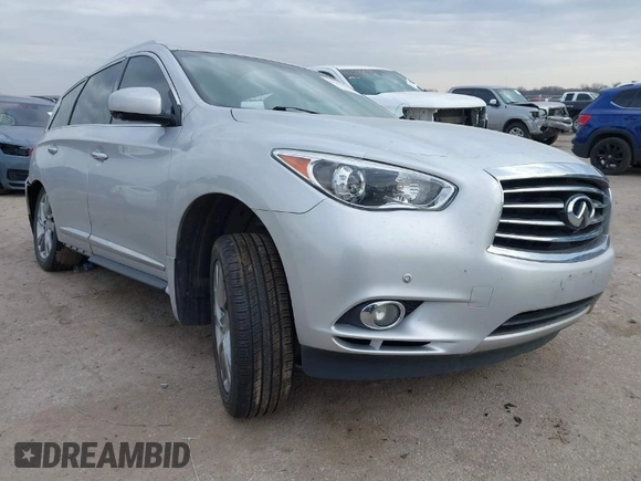 2013 Infiniti JX35 with VIN 5N1AL0MM8DC352896, listed as a IAAI auction lot 41561639 with 158,533 mi miles and . Bid and sale history available at DreamBid. Image 1.