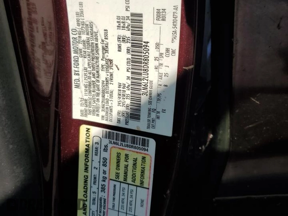 2013 Lincoln MKZ Hybrid с VIN 3LN6L2LU8DR805094, выставлен на аукционе Copart как лот 58212835 с пробегом 166 124 миль миль и Чистый • Clean title. История ставок и продаж доступна на DreamBid. Изображение 12.