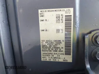 2012 Nissan Maxima SV z VIN 1N4AA5AP6CC842506, wystawiony jako IAAI lot #42025214 z przebiegiem 147 371 mil mil oraz . Historia ofert i sprzedaży dostępna na DreamBid. Obrazek 9.