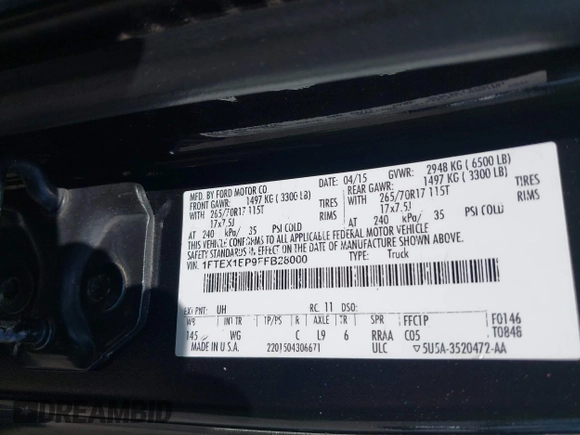 2015 Ford F-150 XLT с VIN 1FTEX1EP9FFB28000, выставлен на аукционе IAAI как лот 42174069 с пробегом 157 592 миль миль и . История ставок и продаж доступна на DreamBid. Изображение 9.