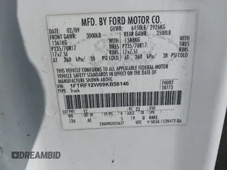 2009 Ford F-150 XL with VIN 1FTRF12W69KB58146, listed as a IAAI auction lot 42705017 with 150,944 mi miles and . Bid and sale history available at DreamBid. Image 9.