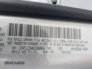 2019 Jeep Cherokee Limited with VIN 1C4PJLDN0KD300846, listed as a IAAI auction lot 41688555 with 54,166 mi miles. Bid and sale history available at carsss.com. Image 9.