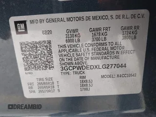2020 Chevrolet Silverado 1500 RST with VIN 3GCPWDEDXLG277044, listed as a IAAI auction lot 42050251 with 59,708 mi miles and . Bid and sale history available at DreamBid. Image 9.
