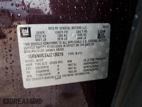 2018 GMC Acadia SLT with VIN 1GKKNMLS4JZ138219, listed as a Copart auction lot 44797015 with 115,507 mi miles and Salvage Title. Bid and sale history available at carsss.com. Image 15.