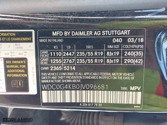 2018 Mercedes-Benz GLC with VIN WDC0G4KB0JV096681, listed as a IAAI auction lot 41744660 with 99,149 mi miles. Bid and sale history available at carsss.com. Image 9.