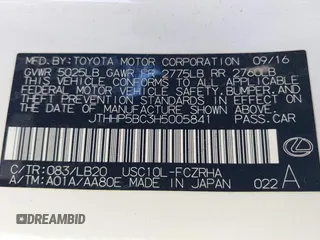 2017 Lexus RC F with VIN JTHHP5BC3H5005841, listed as a IAAI auction lot 42718880 with 55,262 mi miles and . Bid and sale history available at DreamBid. Image 9.