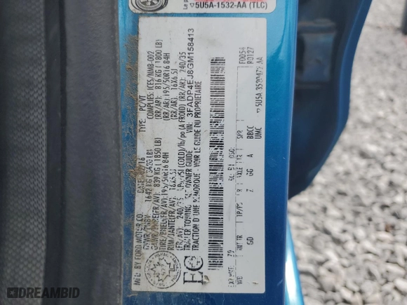 2016 Ford Fiesta SE with VIN 3FADP4EJ8GM158413, listed as a Copart auction lot 50327445 with NaN miles and Salvage Title. Bid and sale history available at carsss.com. Image 13.