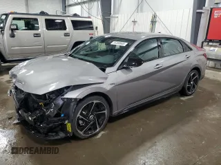 2023 Hyundai Elantra N Line z VIN KMHLR4AF3PU594756, wystawiony jako Copart lot #55358665 z przebiegiem 9 054 mil mil oraz Szkoda całkowita • Salvage title. Historia ofert i sprzedaży dostępna na DreamBid. Obrazek 1.