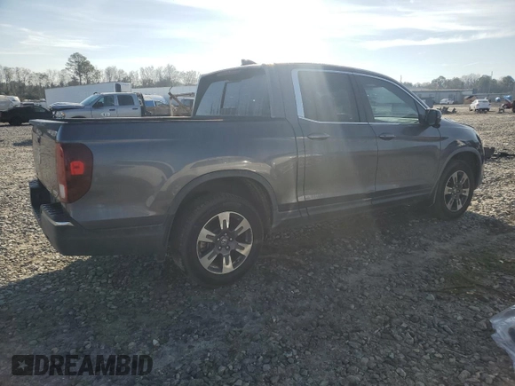 2019 Honda Ridgeline RTL-T with VIN 5FPYK3F63KB019325, listed as a Copart auction lot 43327725 with 63,124 mi miles and Salvage title. Bid and sale history available at DreamBid. Image 3.