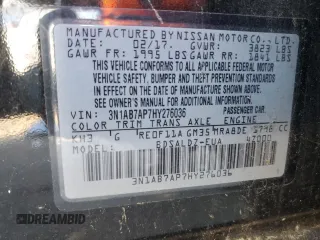 2017 Nissan Sentra SR with VIN 3N1AB7AP7HY276036, listed as a Copart auction lot 52701855 with 104,831 mi miles and Clean Title. Bid and sale history available at carsss.com. Image 12.