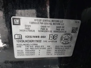 2016 Chevrolet Suburban LTZ with VIN 1GNSKJKC9GR179622, listed as a IAAI auction lot 41987586 with 245,534 mi miles. Bid and sale history available at carsss.com. Image 9.