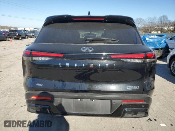 2024 Infiniti QX60 Pure with VIN 5N1DL1ES5RC345587, listed as a Copart auction lot 83889614 with 9,829 mi miles and Salvage title. Bid and sale history available at DreamBid. Image 6.