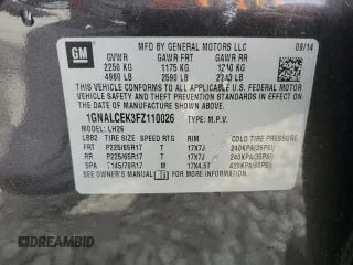 2015 Chevrolet Equinox LT with VIN 1GNALCEK3FZ110026, listed as a Copart auction lot 54177265 with 189,632 mi miles and Non Repairable. Bid and sale history available at DreamBid. Image 13.