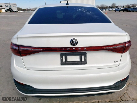 2025 Volkswagen Jetta SE with VIN 3VW7X7BU1SM037753, listed as a Copart auction lot 46073435 with 816 mi miles and Salvage Title. Bid and sale history available at carsss.com. Image 6.