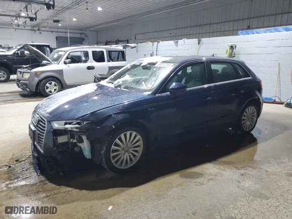 2017 Audi A3 Sportback e-tron Premium Plus with VIN WAUTPBFF3HA092126, listed as a Copart auction lot 86512764 with 122,400 mi miles and Salvage Title. Bid and sale history available at carsss.com. Image 1.