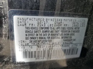 2018 Nissan Sentra S z VIN 3N1AB7AP1JY241045, wystawiony jako Copart lot #48457365 z przebiegiem 137 867 mil mil oraz Szkoda całkowita • Salvage title. Historia ofert i sprzedaży dostępna na DreamBid. Obrazek 12.