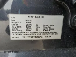 2021 Tesla Model Y Long Range z VIN 5YJYGDEE9MF067651, wystawiony jako Copart lot #55758165 z przebiegiem 61 348 mil mil oraz Czysty tytuł • Clean title. Historia ofert i sprzedaży dostępna na DreamBid. Obrazek 13.