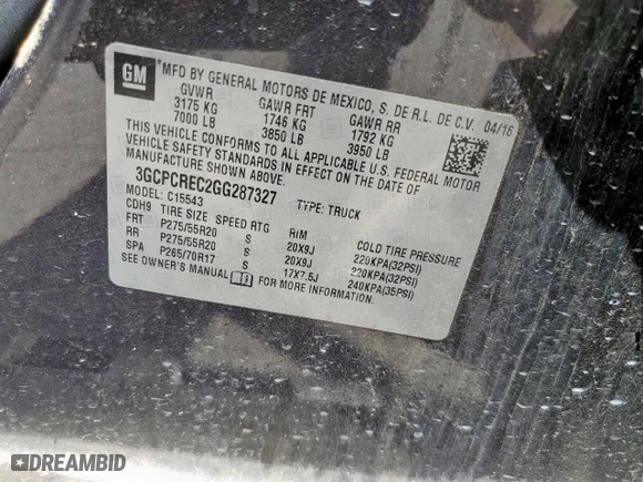 2016 Chevrolet Silverado 1500 LT with VIN 3GCPCREC2GG287327, listed as a Copart auction lot 52675245 with 148,580 mi miles and Salvage Title. Bid and sale history available at carsss.com. Image 14.
