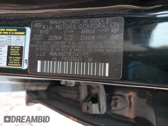 2014 Kia Cadenza Premium with VIN KNALN4D79E5145705, listed as a Copart auction lot 54633985 with 148,913 mi miles and Clean Title. Bid and sale history available at DreamBid. Image 12.