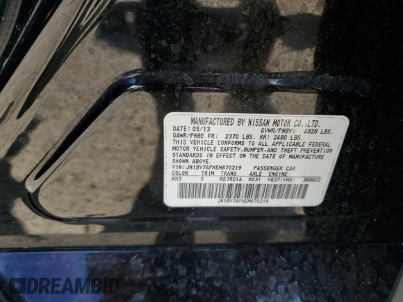 2014 Infiniti Q50 Premium with VIN JN1BV7APXEM670219, listed as a Copart auction lot 62340745 with 155,131 mi miles and Salvage title. Bid and sale history available at DreamBid. Image 13.