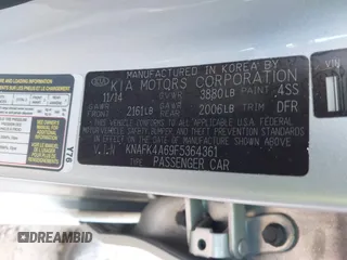 2015 Kia Forte LX with VIN KNAFK4A69F5364361, listed as a IAAI auction lot 41636506 with 1 mi miles. Bid and sale history available at carsss.com. Image 9.