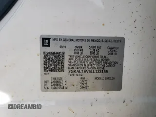 2020 GMC Terrain SLE with VIN 3GKALTEV5LL133155, listed as a Copart auction lot 53866145 with 75,168 mi miles and Salvage Title. Bid and sale history available at DreamBid. Image 13.