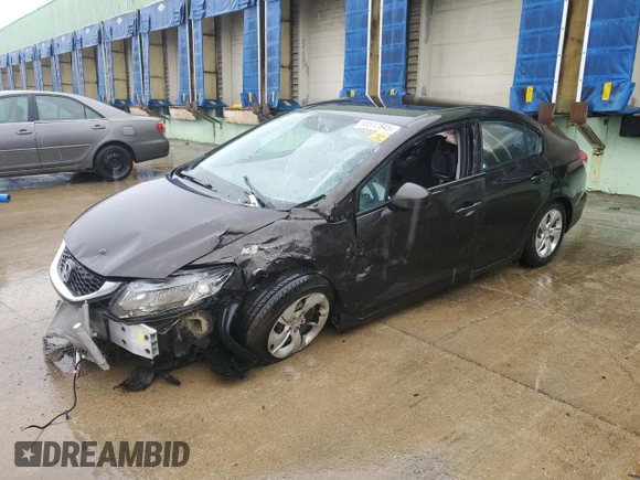 2013 Honda Civic LX z VIN 2HGFB2F52DH601075, wystawiony jako Copart lot #58512845 z przebiegiem Nie podano mil oraz Szkoda całkowita • Salvage title. Historia ofert i sprzedaży dostępna na DreamBid. Obrazek 1.